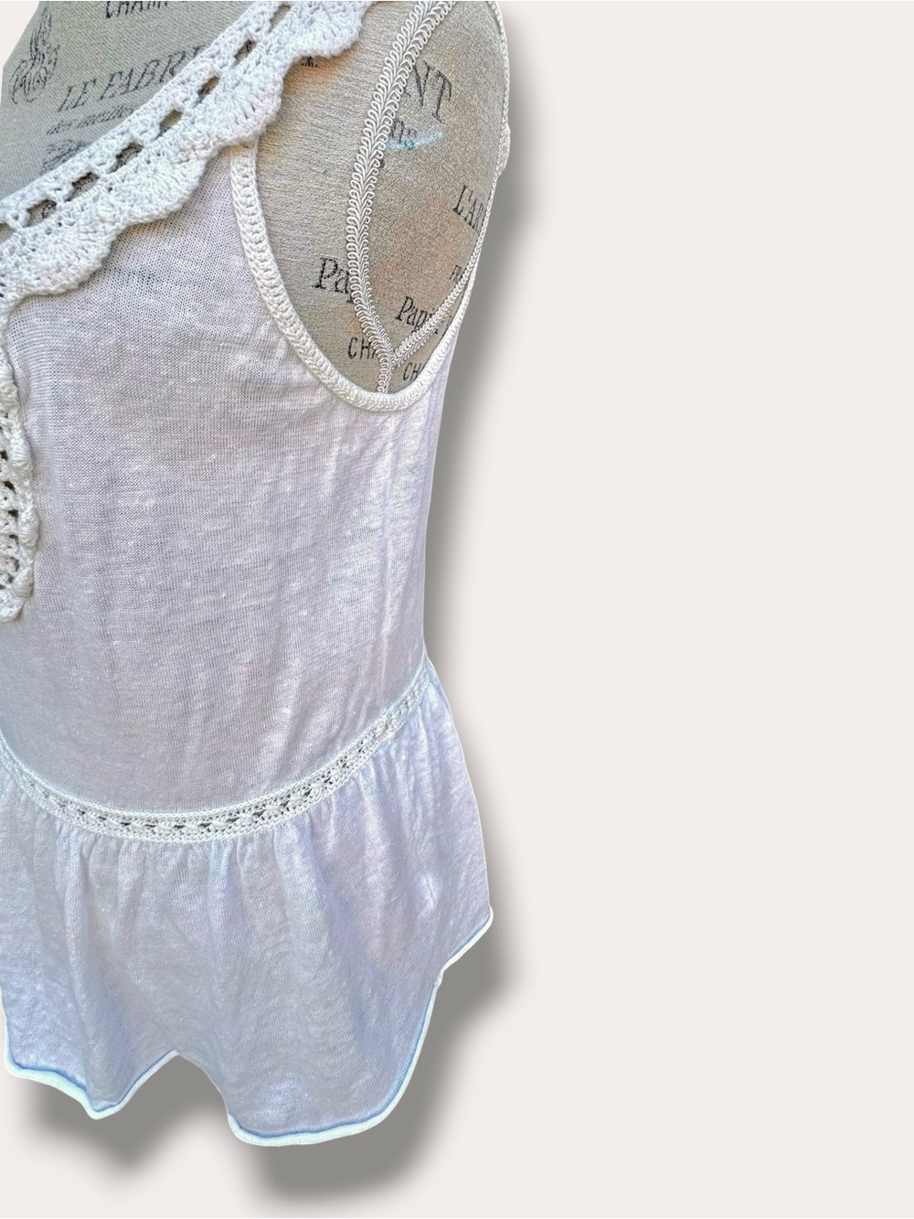 Banana Republic 100% Linen Crochet Knit Lace Peplum Tank Top Size M SUM11 - Picture 6 of 16